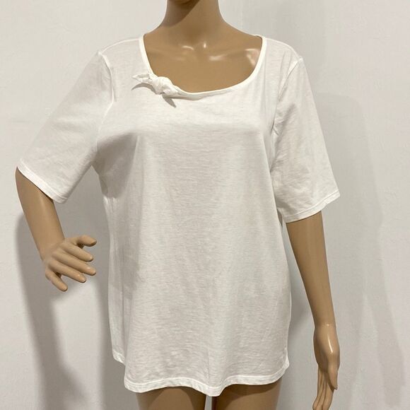 Talbots 100% pima cotton white short sleeve tee top size XLP - Picture 1 of 8